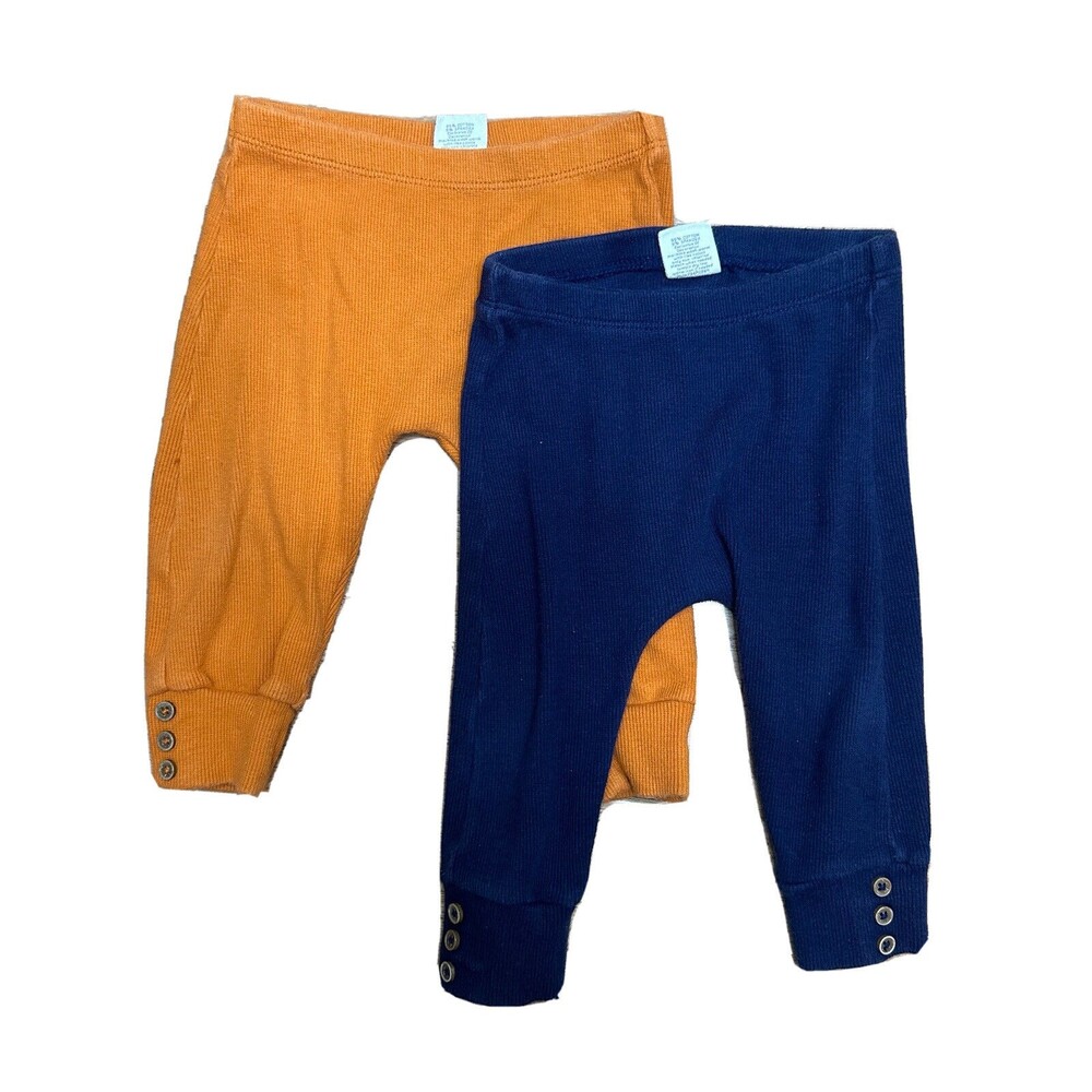 Lot of 2 Starting Out 9 Months Boys Pants Leggings Ribbed Orange Blue Stretchy